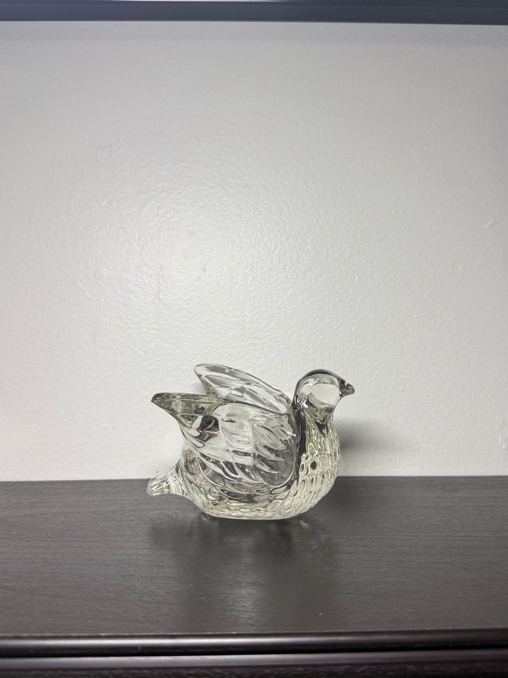 Vintage 1970 Avon “Dove In Flight” Clear Candle Holder